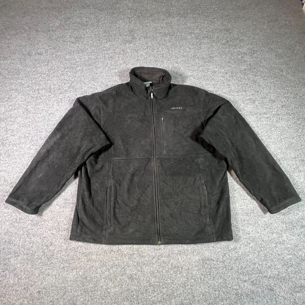 Quest Jacket Men XL Black Polyester Full Zip Fleece Lined Hiking Travel Gorpcore